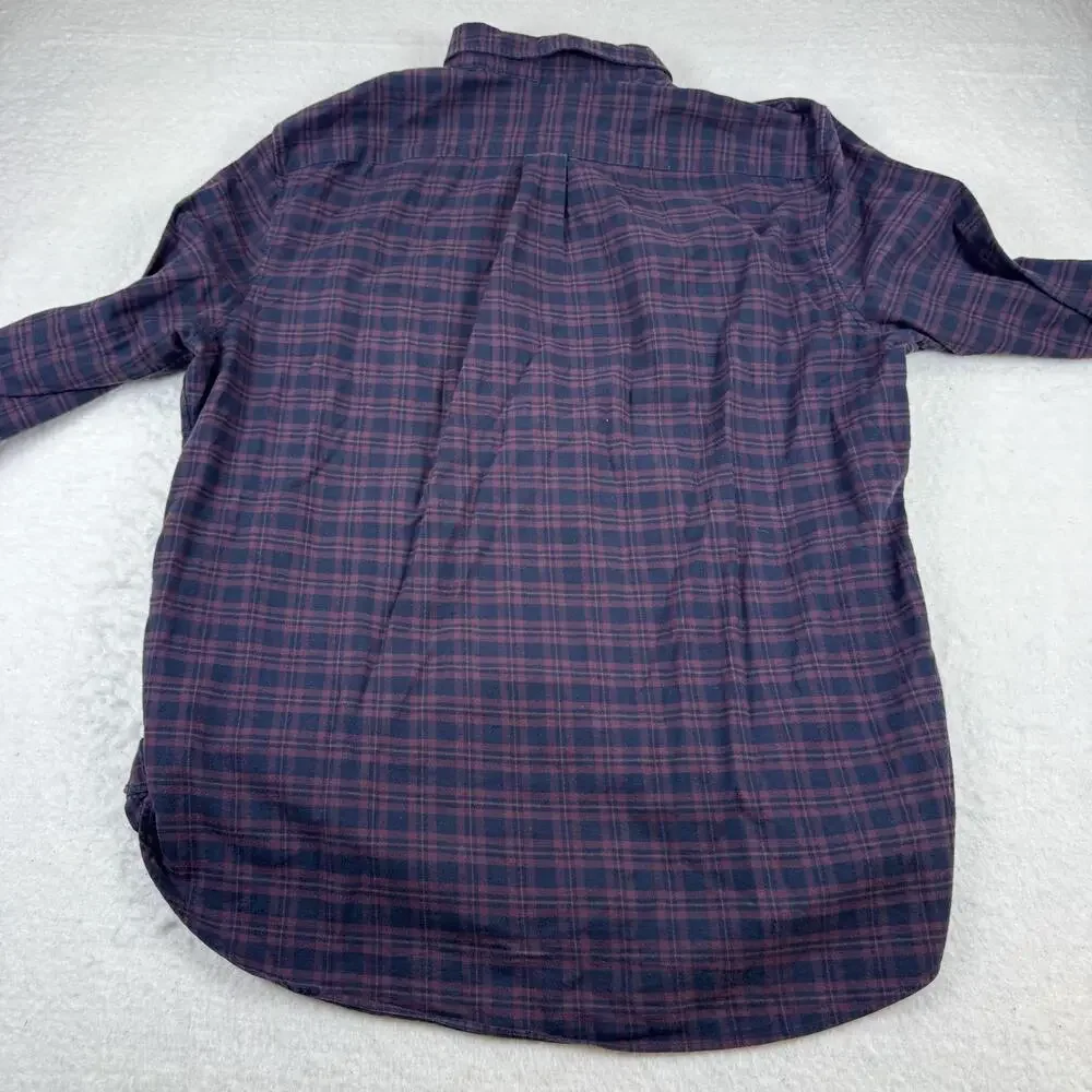 Vince Shirt Mens Size 2XL Red Plaid Flannel Classic Fit Long Sleeve Button Up
